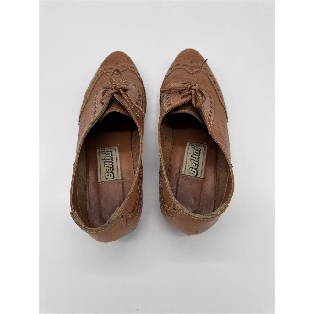 Vintage‎ Bellini Women's Wingtip Brown Leather Shoes Size 7.5 B